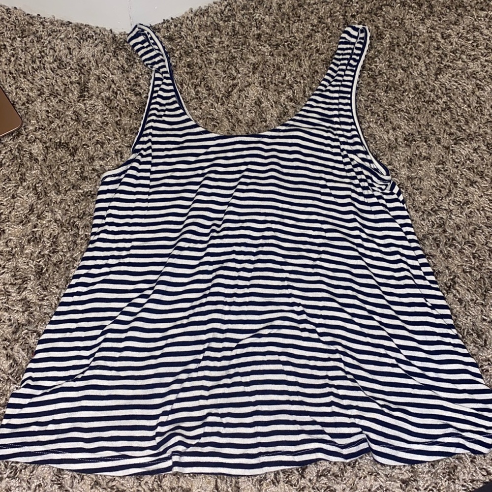 Navy blue and white striped tank top